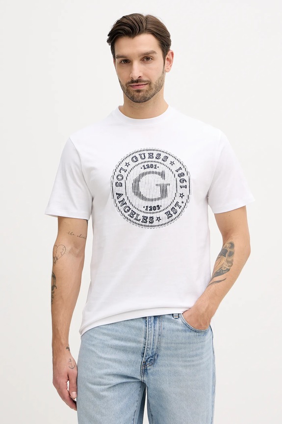 Бавовняна футболка Guess regular білий M5BI15.K8FQ4