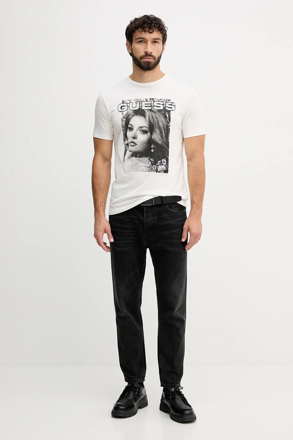 Guess t-shirt bawełniany M5BI53.KBW41 beżowy AW25