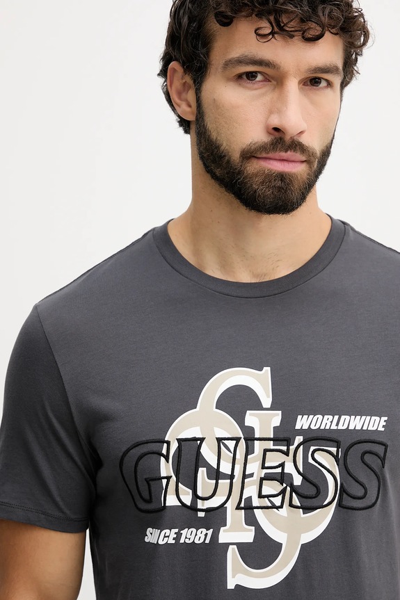 Памучна тениска Guess сив M5BI72.I3Z14