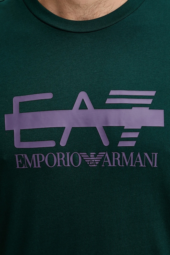 Bombažna kratka majica EA7 Emporio Armani AF10375.7M001129 turkizna