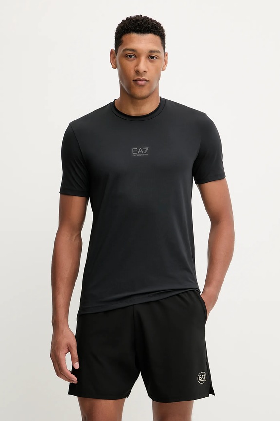 EA7 Emporio Armani t-shirt treningowy z elastanem czarny AF17770.7M000635