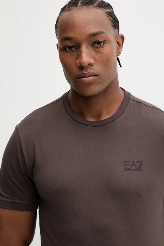 EA7 Emporio Armani tricou din bumbac maro PJVPZ.8NPT25