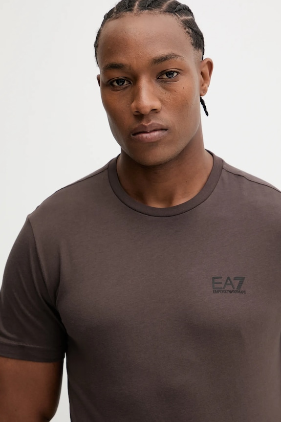 EA7 Emporio Armani tricou din bumbac maro PJVPZ.8NPT25