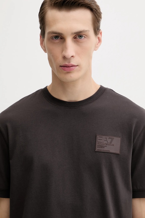 EA7 Emporio Armani t-shirt bawełniany brązowy AF13741.7X000127