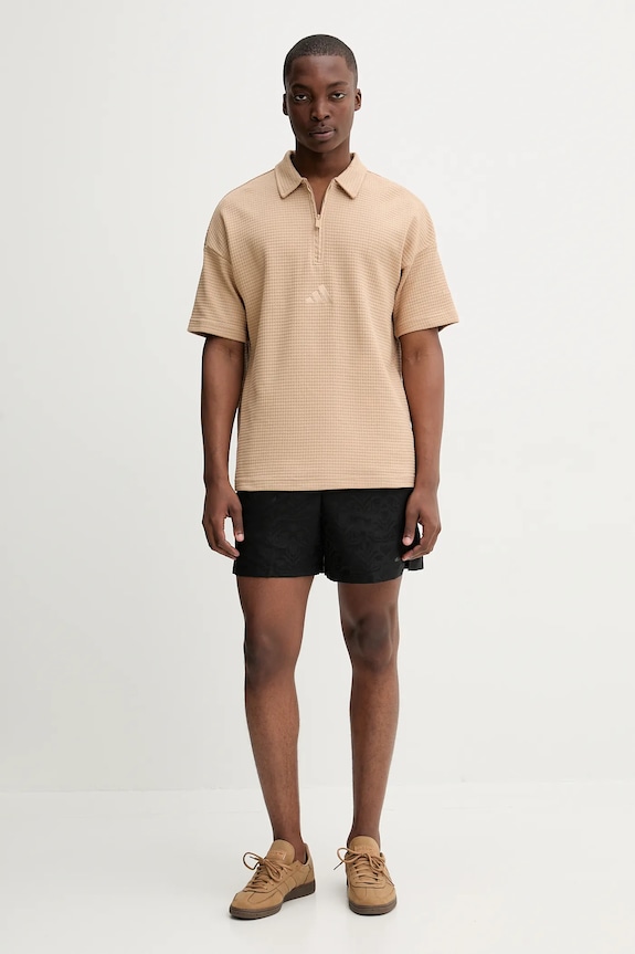 Βαμβακερό μπλουζάκι πόλο adidas All SZN JL6546 μπεζ AW25