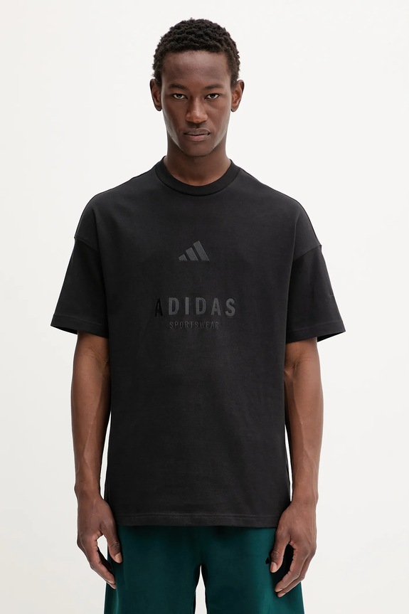 adidas t-shirt bawełniany All SZN aplikacja czarny JL6549