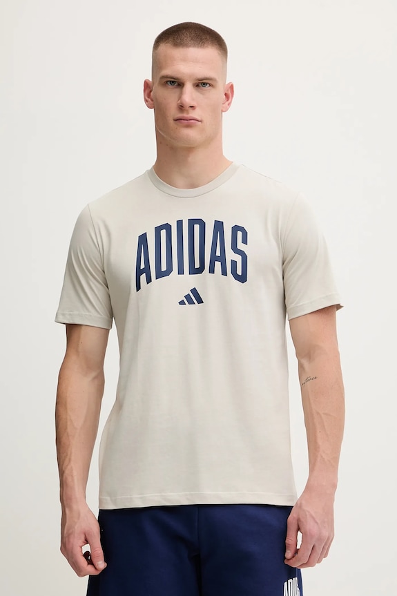 adidas tricou din bumbac Collegiate print bej JM6415