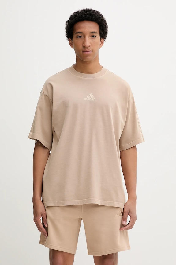 Bavlněné tričko adidas All SZN kulatý béžová JN0609