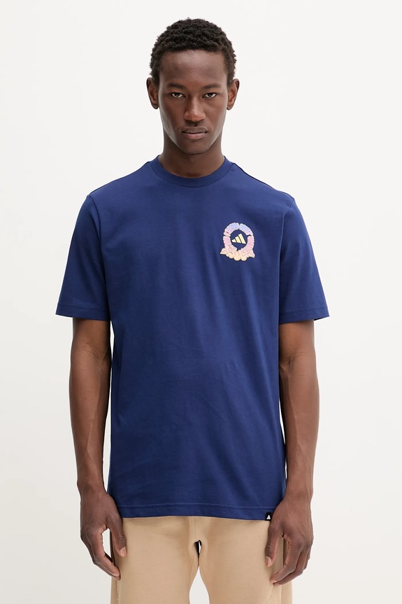 Oblečení Bavlněné tričko adidas 90S CITY JV8450 námořnická modř