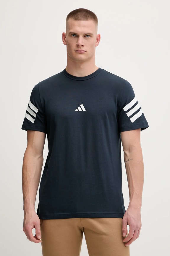 adidas tricou din bumbac Essentials print bleumarin JW4786