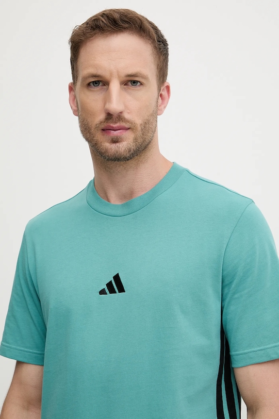 Βαμβακερό μπλουζάκι adidas Essentials τιρκουάζ JX0732