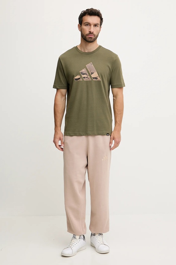 Pamučna majica adidas Camo Logo KA7131 zelena AW25