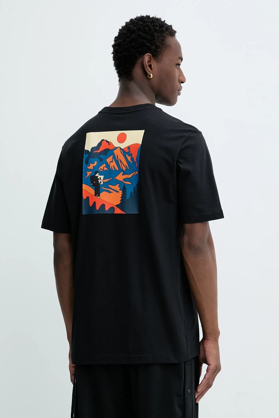 Одежда Хлопковая футболка adidas Doodle Hunt Hike Graphic T-Shirt KA7139 чёрный