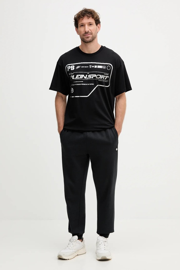 Bavlnené tričko PLEIN SPORT FAEC.MTK8373.STE001N čierna AW25