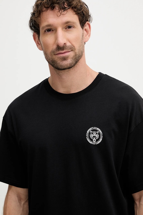 PLEIN SPORT tricou din bumbac negru PAEC.MTK8324.STE001N