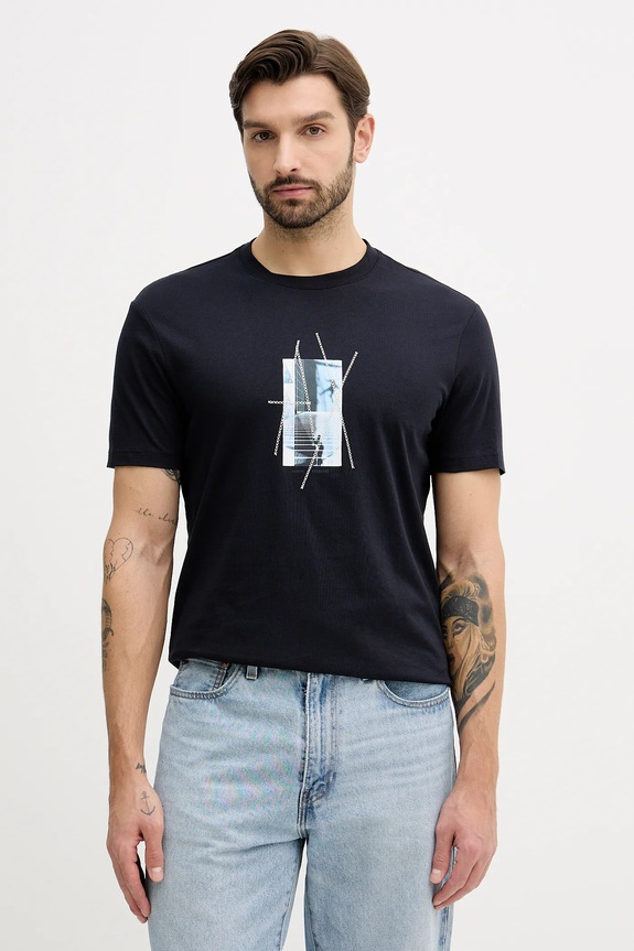 Бавовняна футболка Armani Exchange бавовна темно-синій XM001440.AF10358