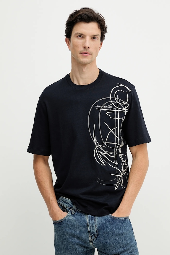 Armani Exchange t-shirt bawełniany regular granatowy XM001441.AF10362