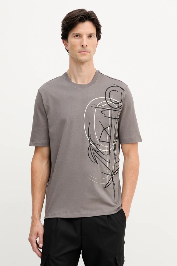Armani Exchange t-shirt bawełniany regular brązowy XM001441.AF10362