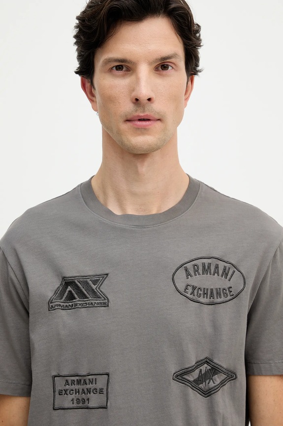Armani Exchange t-shirt bawełniany szary XM001899.AF16283