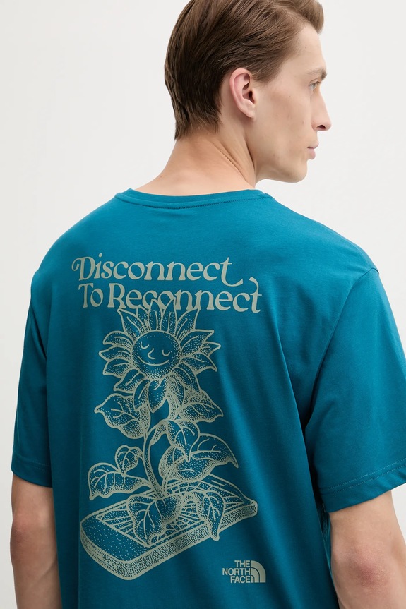 The North Face cotton t-shirt Connect Relaxed turquoise NF0A8E3YBSI1