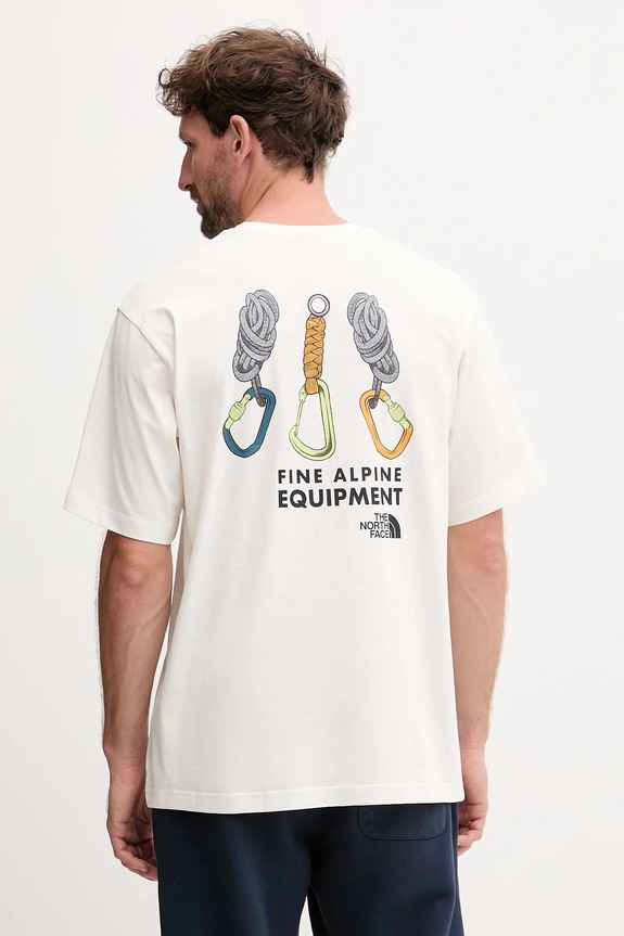 The North Face t-shirt bawełniany nadruk beżowy NF0A8F2GQLI1