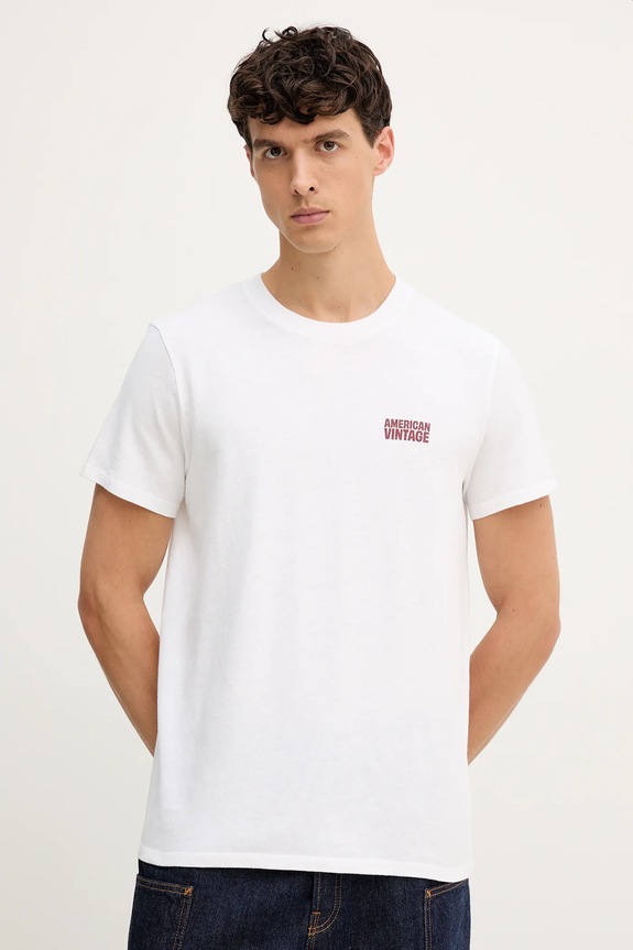 American Vintage t-shirt bawełniany bawełna biały MYKO02C