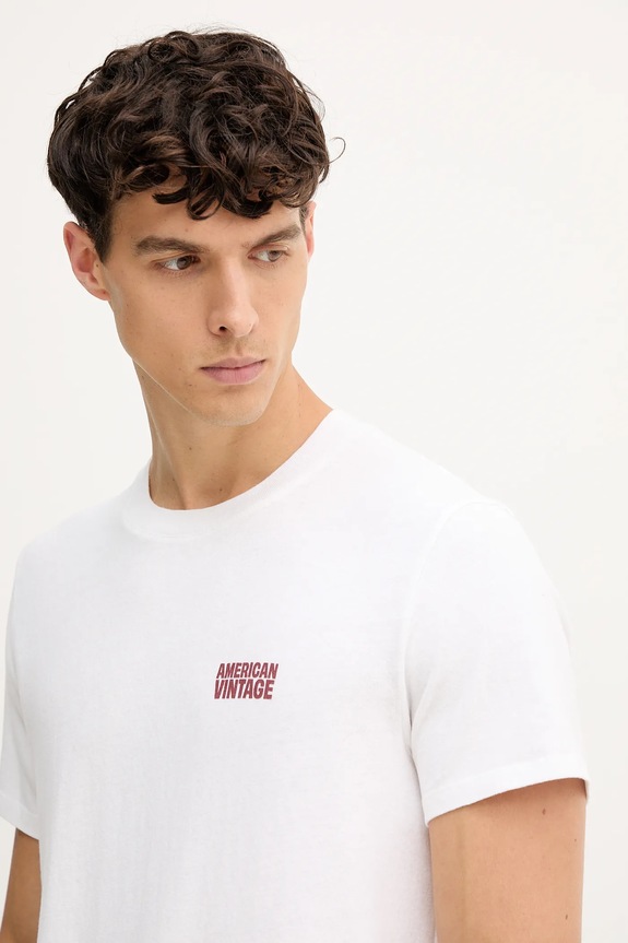 American Vintage t-shirt bawełniany biały MYKO02C