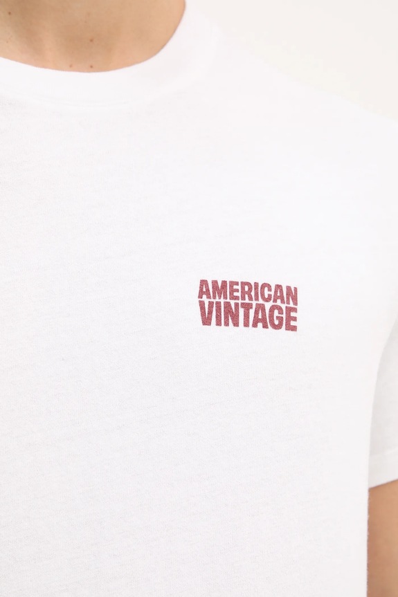 American Vintage t-shirt bawełniany MYKO02C biały