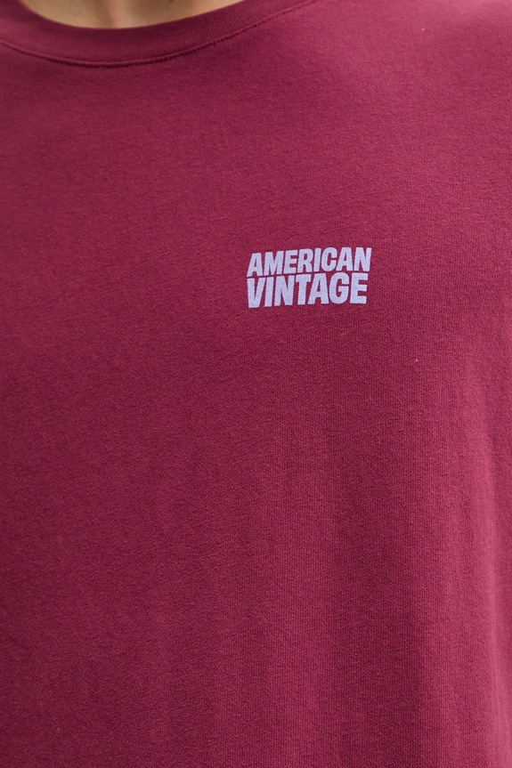 American Vintage t-shirt bawełniany MYKO02C bordowy