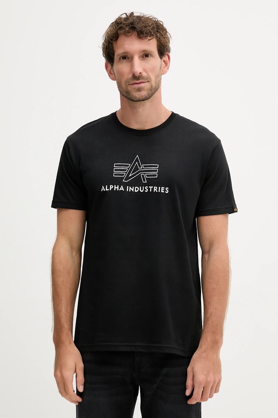 Alpha Industries t-shirt in cotone sovrastampa nero 148525.373