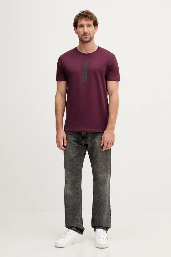 Bavlnené tričko Alpha Industries 146509.608 burgundské AW25