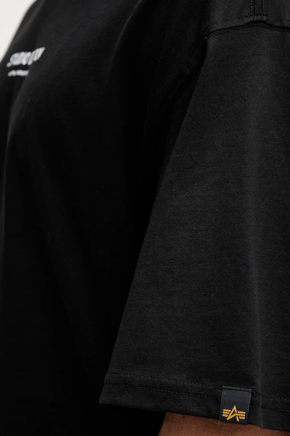 Βαμβακερό μπλουζάκι Alpha Industries 156553.03 μαύρο