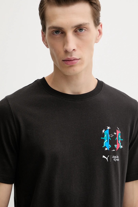 Puma t-shirt bawełniany PUMA x SQUID GAME czarny 630706