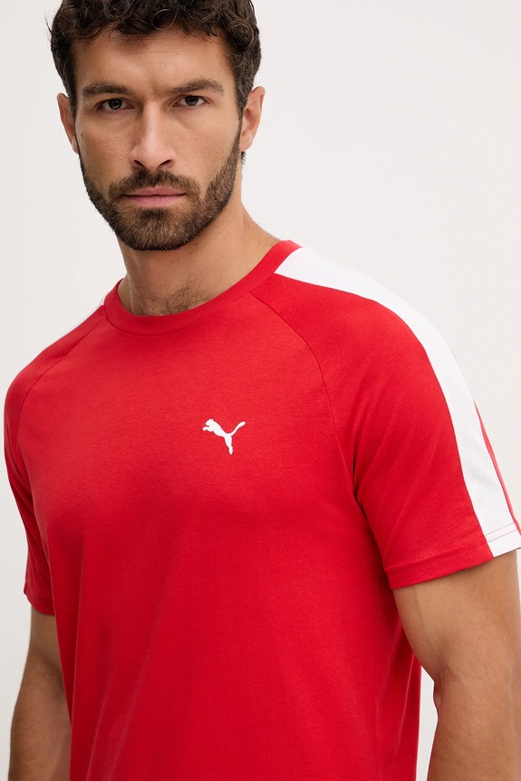 Bombažna kratka majica Puma rdeča 629592