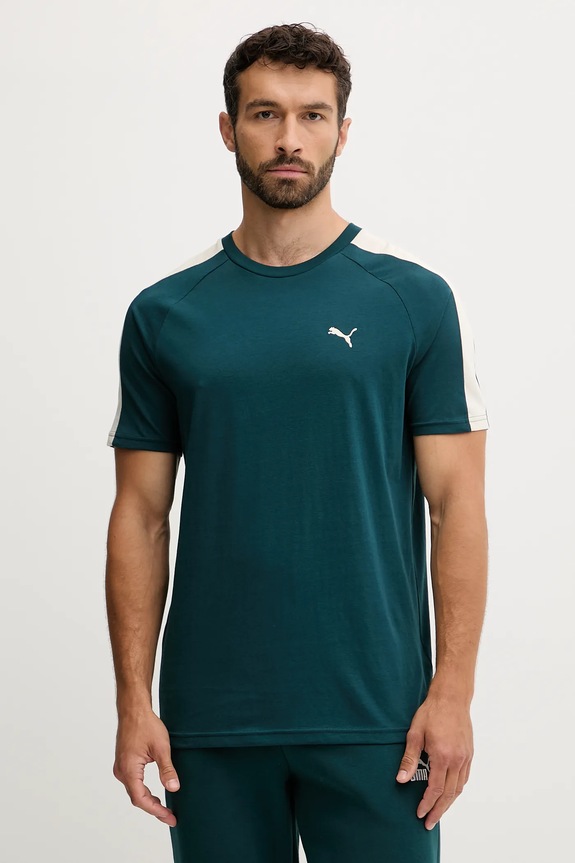 Bavlnené tričko Puma Tee nášivka zelená 629592