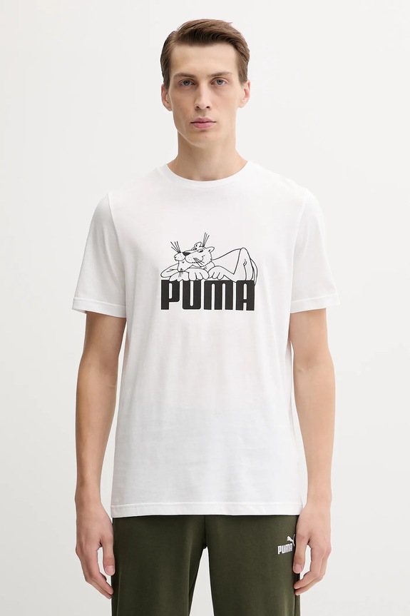 Puma t-shirt bawełniany nadruk biały 632087