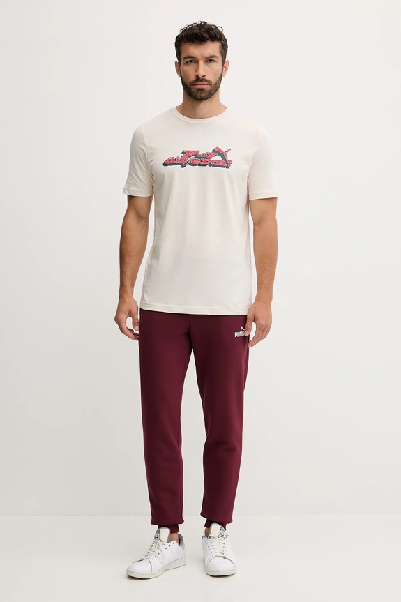 Puma t-shirt bawełniany 632111 beżowy AW25