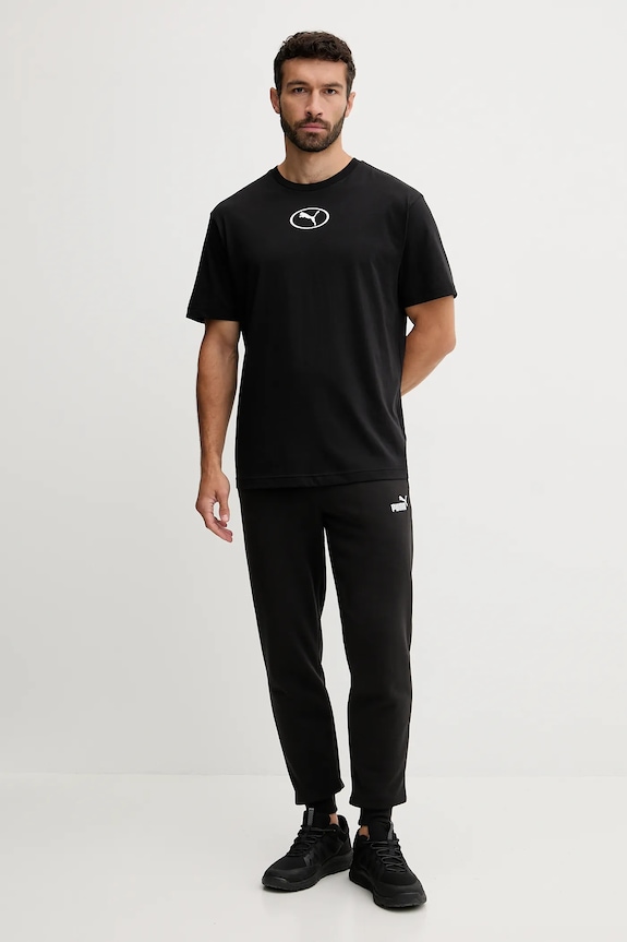 Puma t-shirt bawełniany 688242 czarny AW25