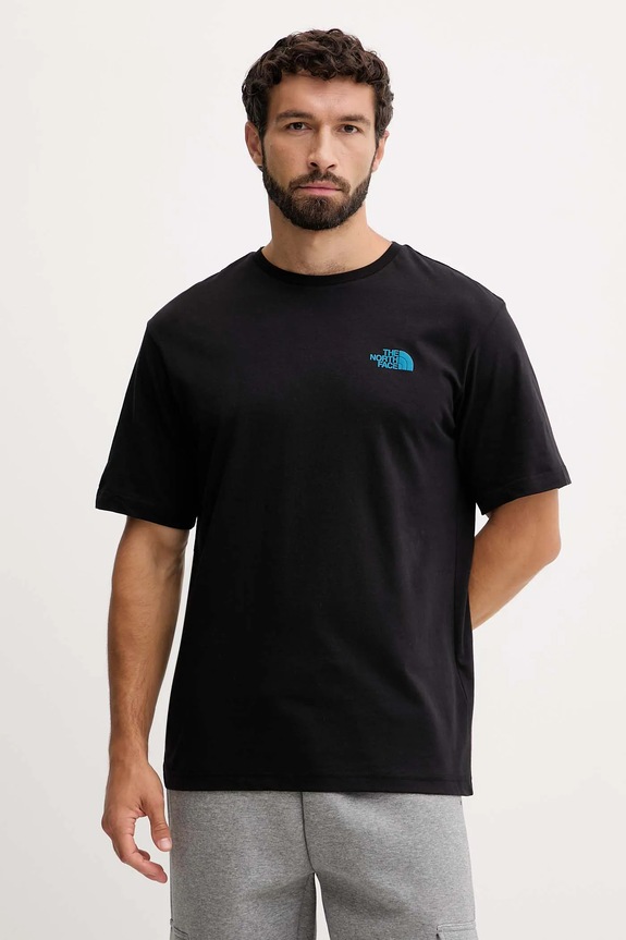 Bombažna kratka majica The North Face Potisk črna NF0A8E4EJK31