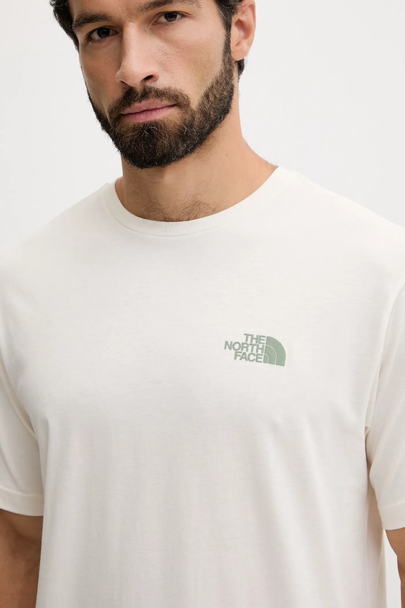 Βαμβακερό μπλουζάκι The North Face μπεζ NF0A8E4EQLI1