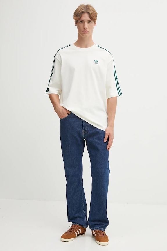 Хлопковая футболка adidas Originals Oversize Tee KA0478 бежевый AW25