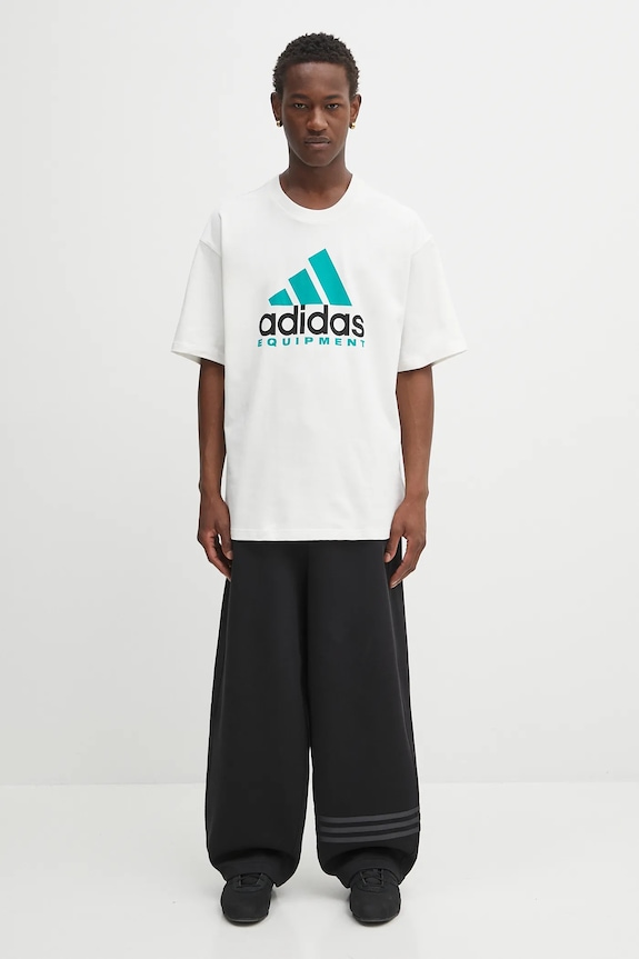 adidas Originals tricou din bumbac EQT Tee JW9129 alb