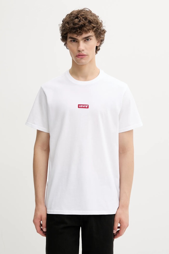 Βαμβακερό μπλουζάκι Levi's στάμπα λευκό 79554.0039