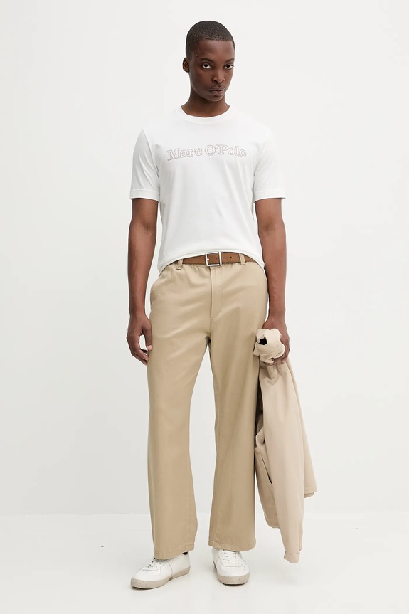 Βαμβακερό μπλουζάκι Marc O'Polo 526201251154 μπεζ AW25