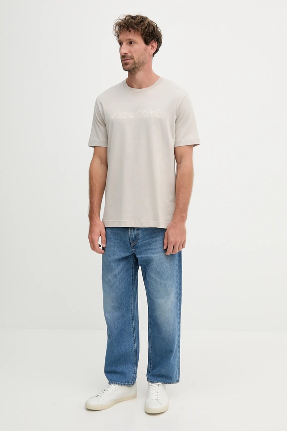 Βαμβακερό μπλουζάκι Marc O'Polo 526201251154 μπεζ AW25