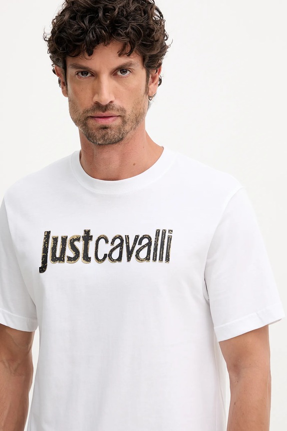 Just Cavalli t-shirt bawełniany biały 79OAHT16.CJ500