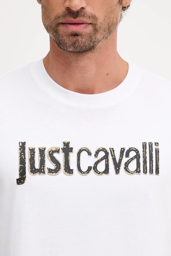 Just Cavalli t-shirt bawełniany 79OAHT16.CJ500 biały