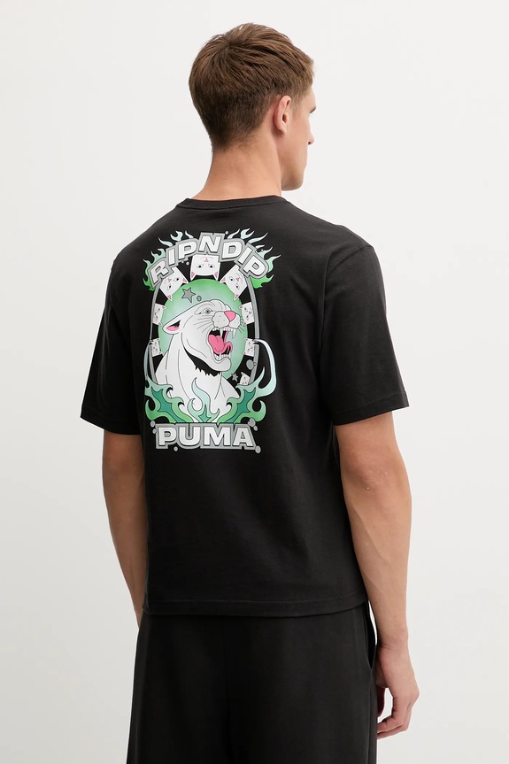 Pamučna majica Puma x RIPNDIP pamuk crna 632413