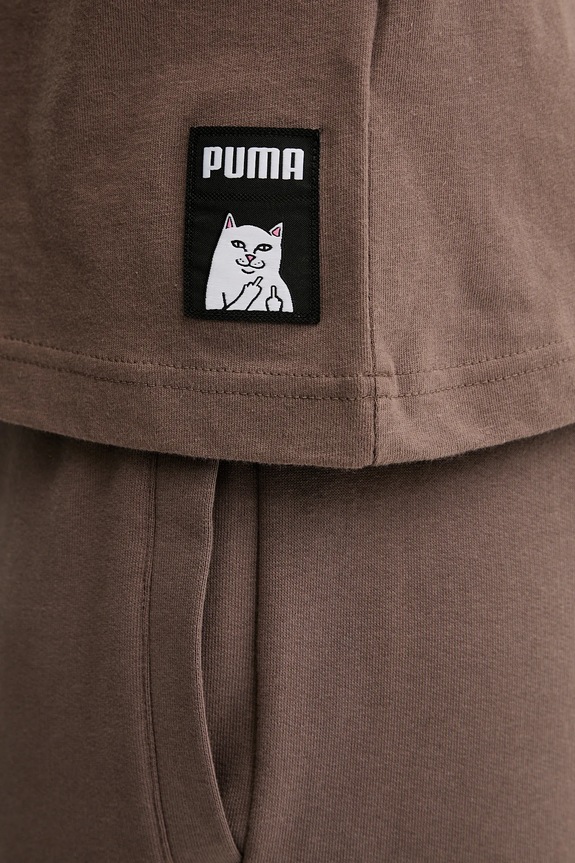 Pamučna majica Puma x RIPNDIP 633779 smeđa