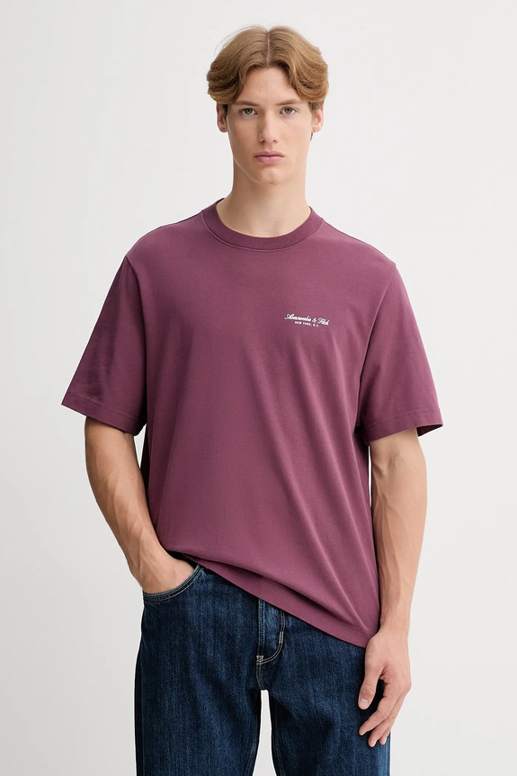 Bavlnené tričko Abercrombie & Fitch potlač fialová KI123.5091.610